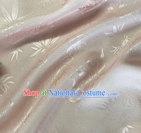 Asian Chinese Traditional Bamboo Leaf Pattern Design Light Pink Silk Fabric China Qipao Material