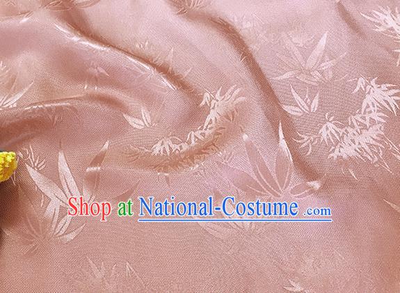 Asian Chinese Traditional Bamboo Leaf Pattern Design Pink Silk Fabric China Qipao Material