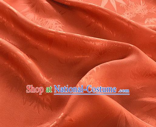 Asian Chinese Traditional Bamboo Leaf Pattern Design Deep Orange Silk Fabric China Qipao Material