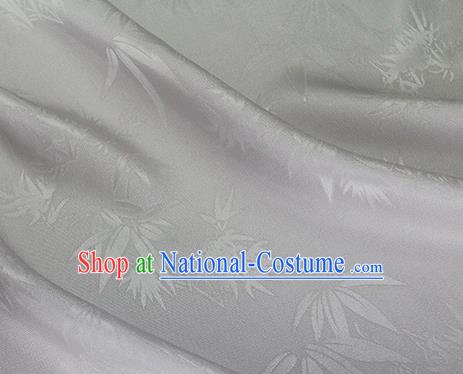 Asian Chinese Traditional Bamboo Leaf Pattern Design Light Grey Silk Fabric China Qipao Material