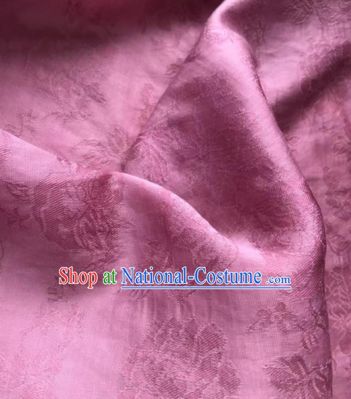 Asian Chinese Traditional Jacquard Peony Pattern Design Rosy Silk Fabric China Qipao Material