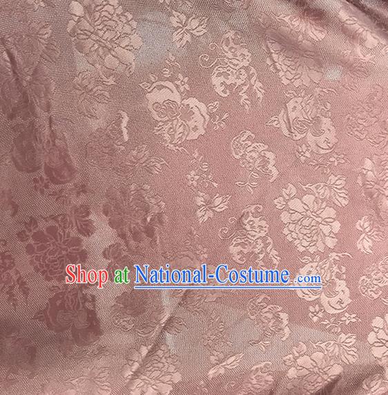 Asian Chinese Traditional Peony Pattern Design Pink Silk Imitation China Qipao Silk Fabric Material