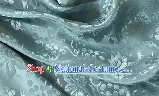 Asian Chinese Traditional Grape Pattern Design Green Brocade China Hanfu Satin Fabric Material