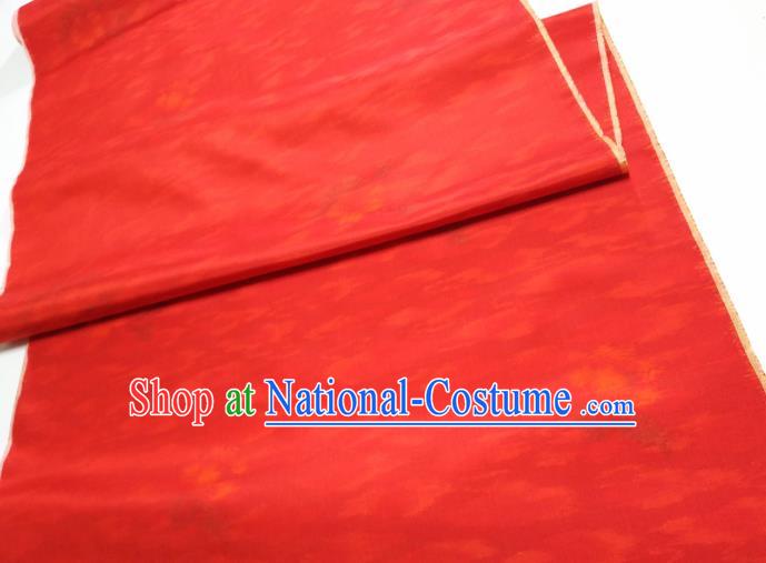 Asian Chinese Traditional Clouds Pattern Design Red Silk Fabric China Hanfu Silk Material