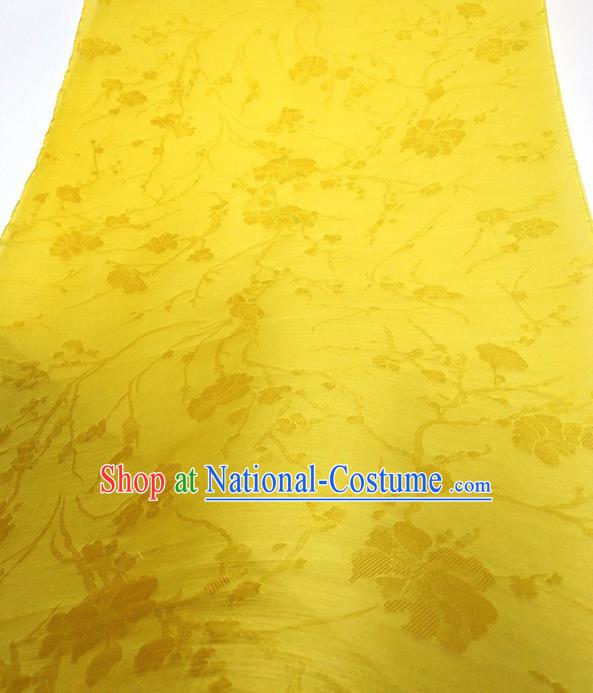 Asian Chinese Traditional Pattern Design Yellow Silk Fabric China Hanfu Silk Material