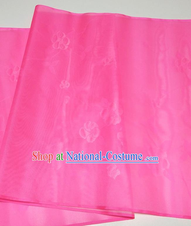 Asian Chinese Traditional Plum Pattern Design Pink Silk Fabric China Hanfu Silk Material