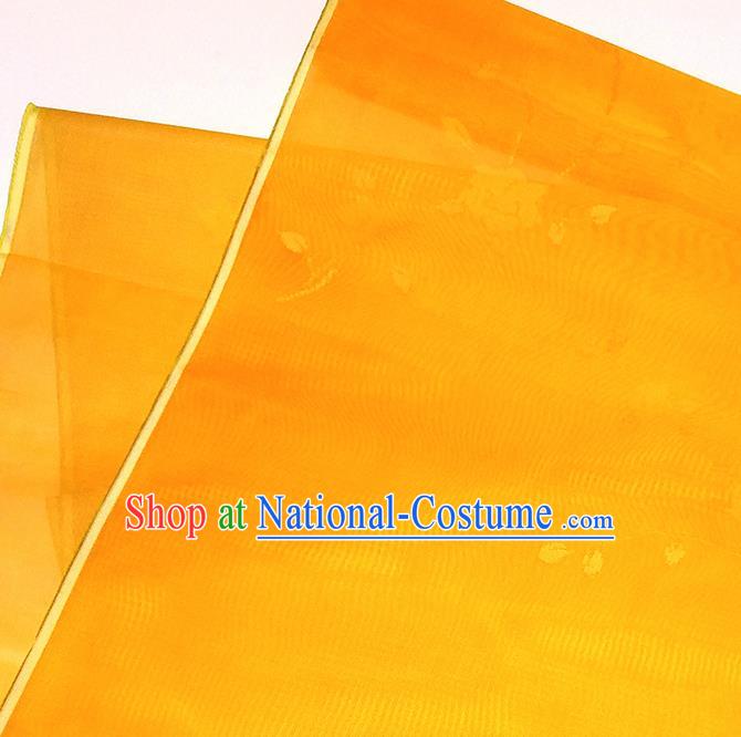 Asian Chinese Traditional Flowers Branch Pattern Design Orange Silk Fabric China Hanfu Silk Material