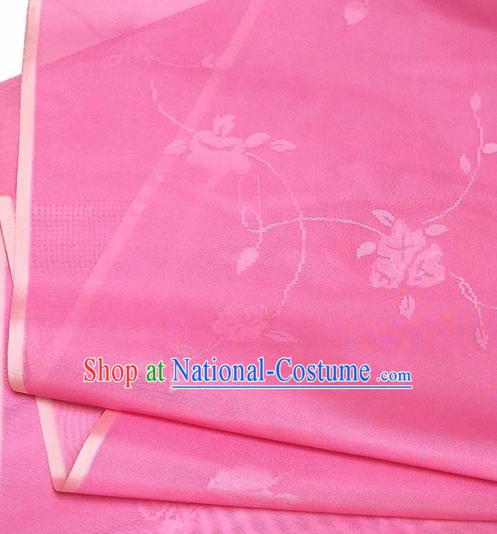 Asian Chinese Traditional Flowers Branch Pattern Design Peach Pink Silk Fabric China Hanfu Silk Material