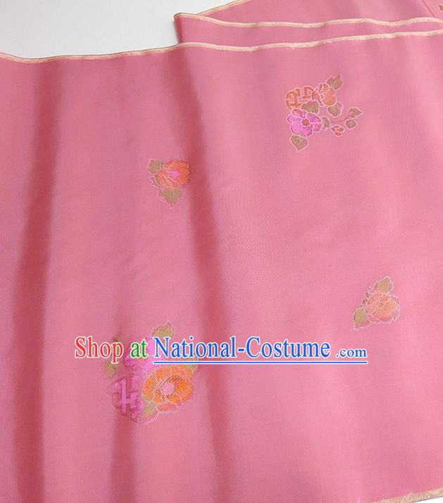 Asian Chinese Traditional Flowers Pattern Design Pink Silk Fabric China Hanfu Silk Material