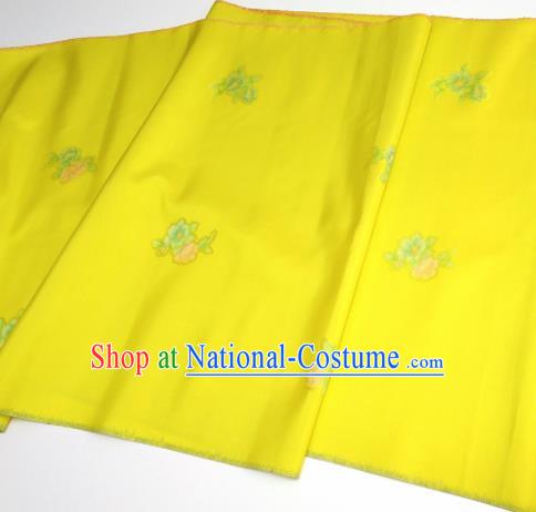 Asian Chinese Traditional Flowers Pattern Design Yellow Silk Fabric China Hanfu Silk Material