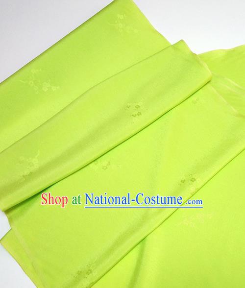 Asian Chinese Traditional Plum Blossom Pattern Design Light Green Silk Fabric China Hanfu Silk Material