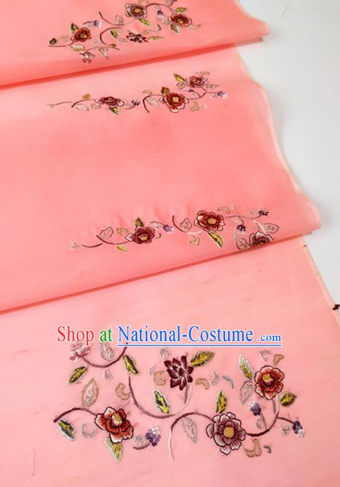 Chinese Traditional Royal Embroidered Pattern Design Pink Silk Fabric Asian China Hanfu Silk Material