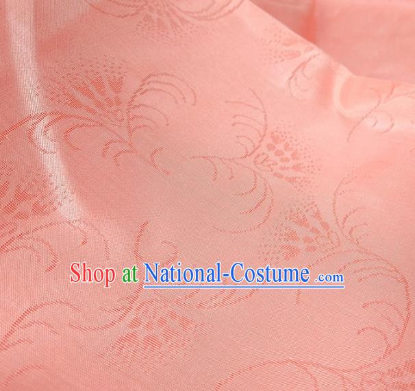 Chinese Traditional Albizia Flower Pattern Design Pink Silk Fabric Asian China Hanfu Silk Material