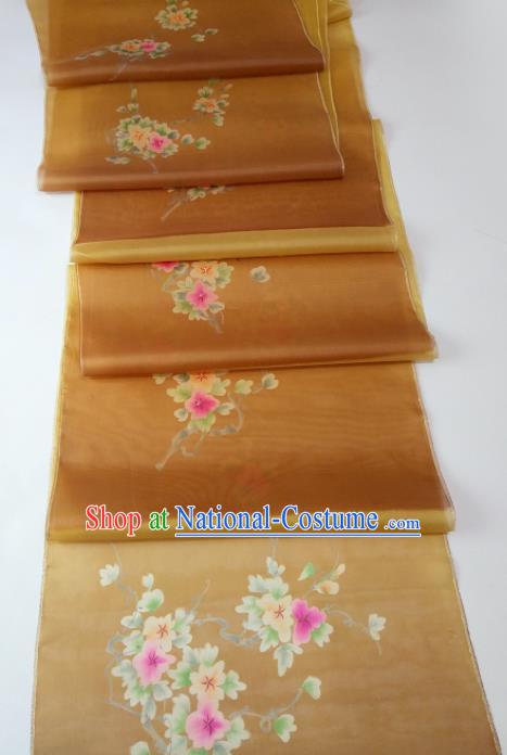 Chinese Traditional Flowers Pattern Design Brown Silk Fabric Asian China Hanfu Silk Material