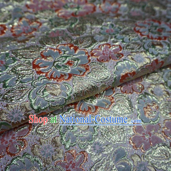 Chinese Traditional Pattern Design White Brocade Fabric Asian Satin China Hanfu Silk Material