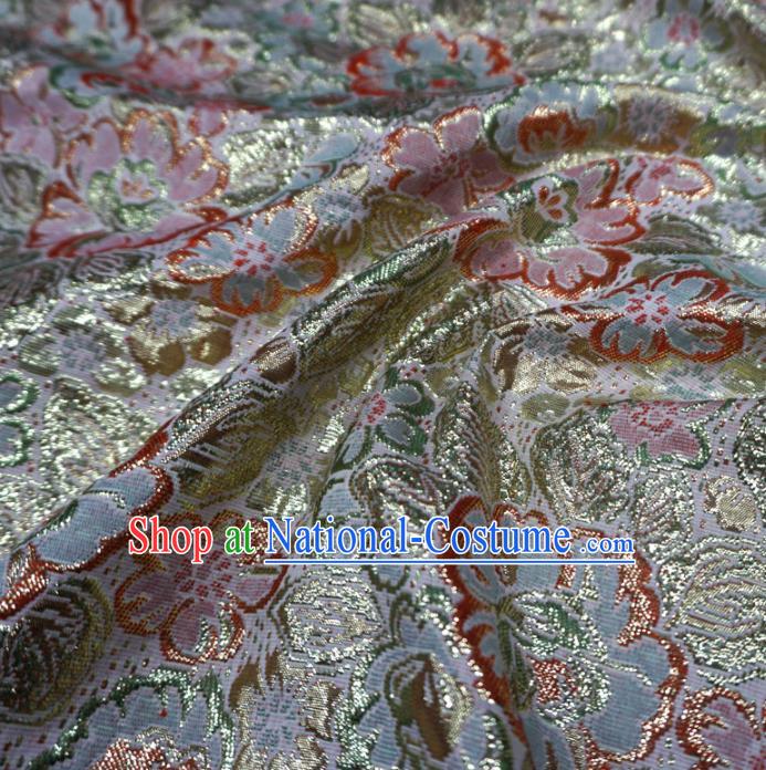 Chinese Traditional Pattern Design White Brocade Fabric Asian Satin China Hanfu Silk Material