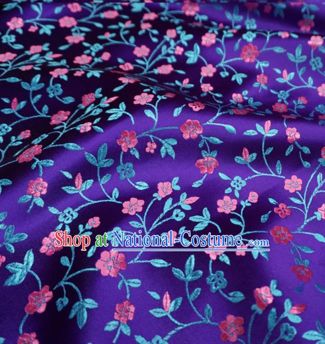 Chinese Traditional Twine Plum Pattern Design Purple Brocade Fabric Asian Satin China Hanfu Silk Material