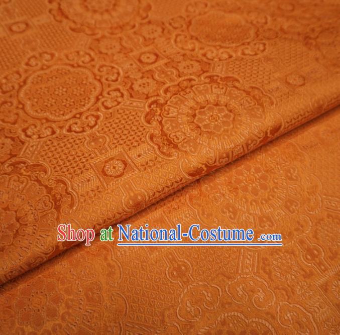 Chinese Traditional Rosette Pattern Design Orange Brocade Fabric Asian Satin China Hanfu Silk Material