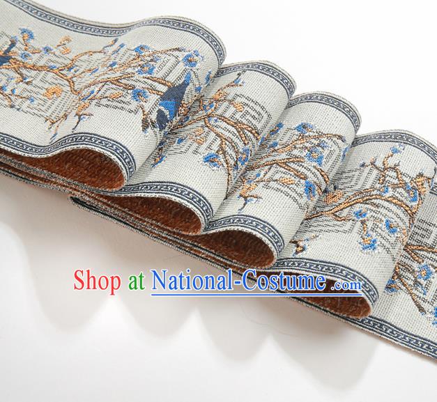 Chinese Traditional Hanfu Grey Embroidered Birds Pattern Band Fabric Asian China Costume Collar Accessories