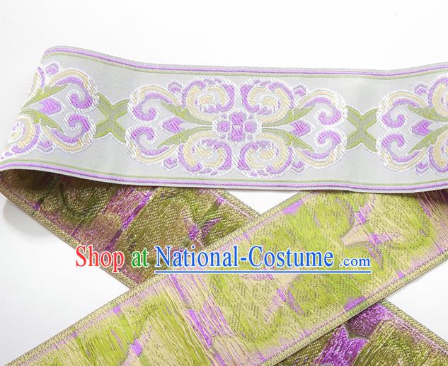 Chinese Traditional Hanfu Lilac Embroidered Pattern Band Fabric Asian China Costume Collar Accessories