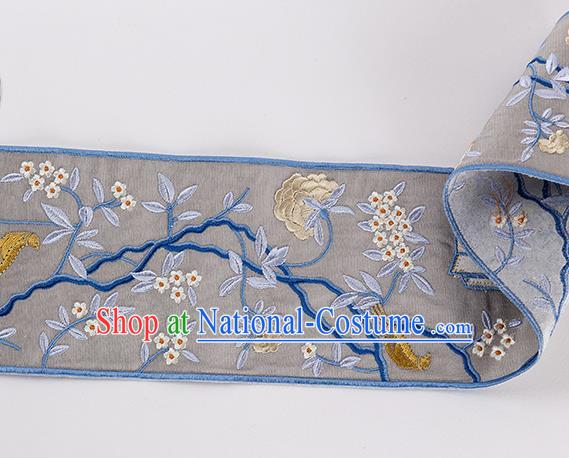 Chinese Traditional Hanfu Embroidered Pattern Grey Waistband Lace Fabric Asian China Costume Collar Accessories