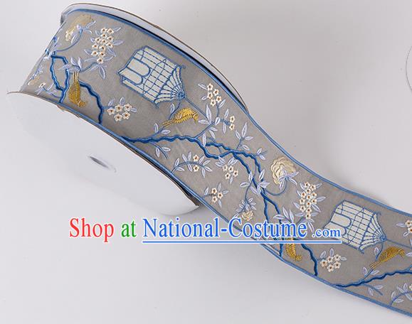 Chinese Traditional Hanfu Embroidered Pattern Grey Waistband Lace Fabric Asian China Costume Collar Accessories