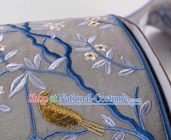 Chinese Traditional Hanfu Embroidered Pattern Grey Waistband Lace Fabric Asian China Costume Collar Accessories