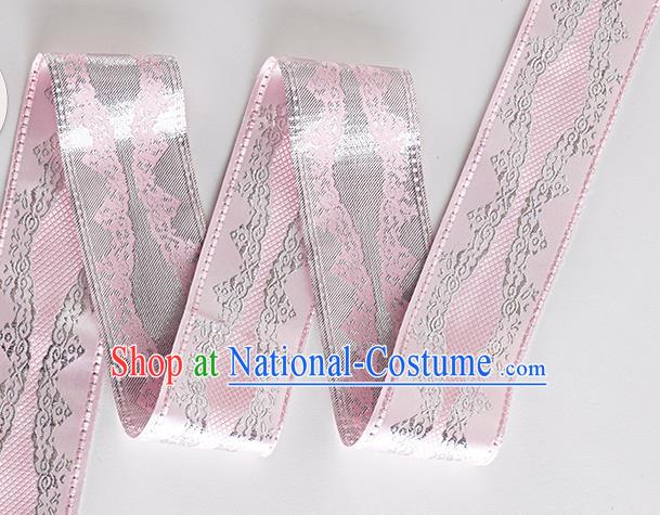 Chinese Traditional Hanfu Embroidered Pattern Pink Waistband Lace Fabric Asian China Costume Collar Accessories