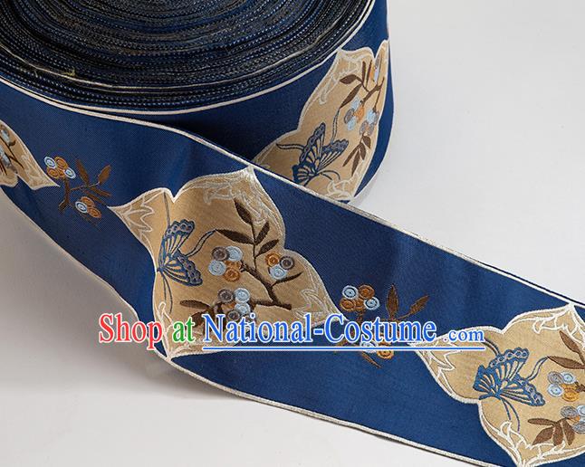 Chinese Traditional Hanfu Royalblue Embroidered Butterfly Pattern Waistband Lace Fabric Asian China Costume Collar Accessories