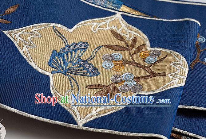 Chinese Traditional Hanfu Royalblue Embroidered Butterfly Pattern Waistband Lace Fabric Asian China Costume Collar Accessories