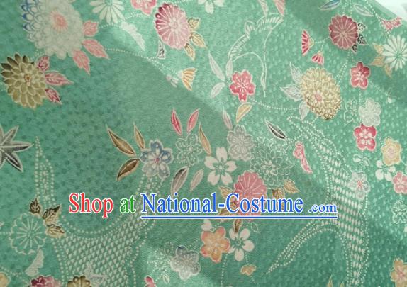 Chinese Traditional Classical Daisy Pattern Design Green Silk Fabric Asian China Cheongsam Silk Material