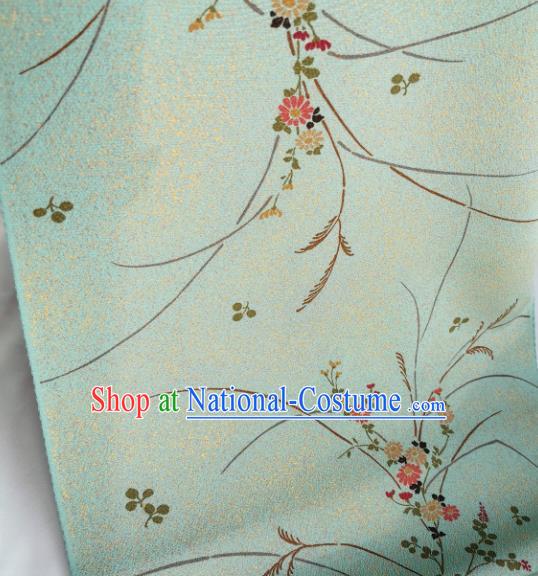 Chinese Traditional Classical Primrose Pattern Design Light Green Silk Fabric Asian China Cheongsam Silk Material