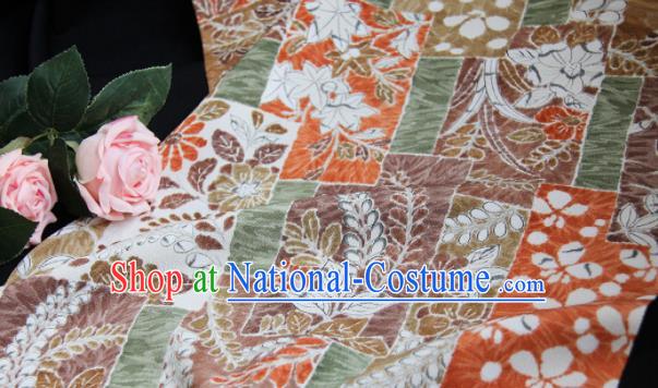 Chinese Traditional Maple Leaf Pattern Design Silk Fabric Asian Brocade China Hanfu Satin Material