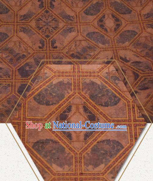 Chinese Traditional Pattern Design Brown Silk Fabric Asian China Hanfu Mulberry Silk Material