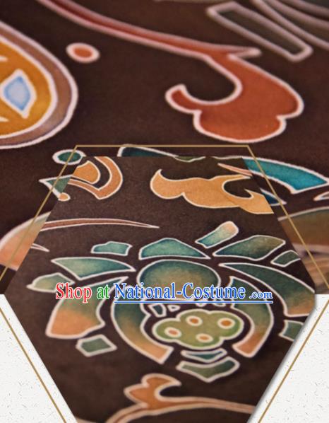 Chinese Traditional Lotus Pattern Design Brown Silk Fabric Asian China Hanfu Mulberry Silk Material