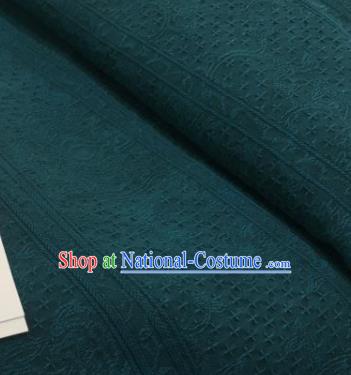 Chinese Traditional Cross Pattern Design Deep Green Silk Fabric Asian China Hanfu Mulberry Silk Material