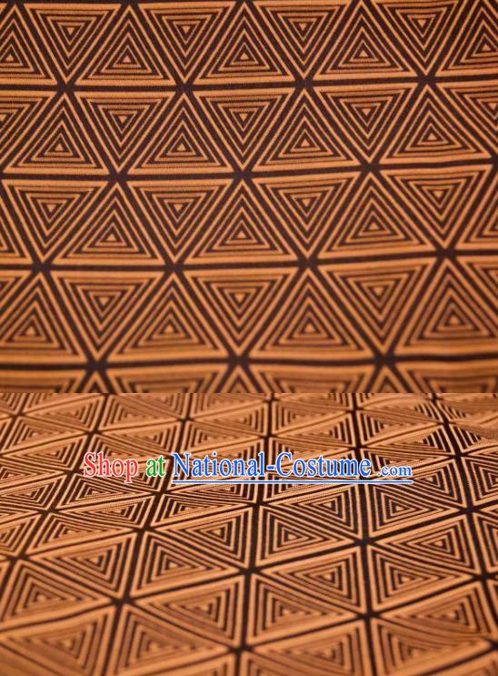 Chinese Traditional Triangle Pattern Design Brownness Silk Fabric Asian China Hanfu Mulberry Silk Material