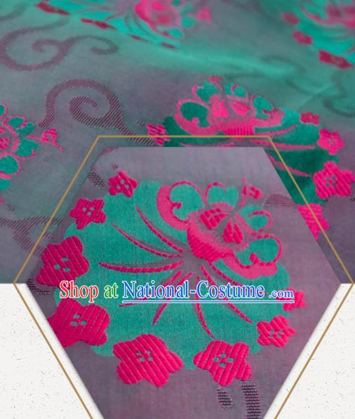 Chinese Traditional Dandelion Pattern Design Green Silk Fabric Asian China Hanfu Mulberry Silk Material