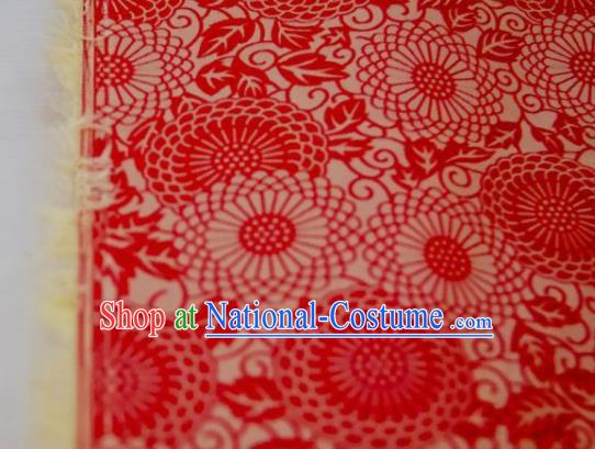 Chinese Traditional Calendula Pattern Design Red Silk Fabric Asian China Hanfu Mulberry Silk Material