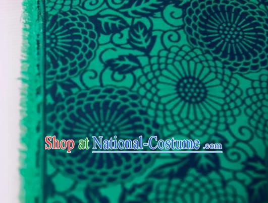 Chinese Traditional Calendula Pattern Design Green Silk Fabric Asian China Hanfu Mulberry Silk Material