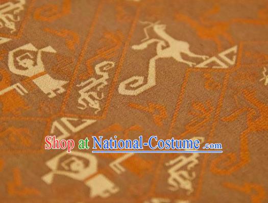 Chinese Traditional Pattern Design Ginger Silk Fabric Asian China Hanfu Mulberry Silk Material