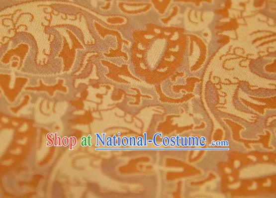 Chinese Traditional Leopard Pattern Design Ginger Silk Fabric Asian China Hanfu Mulberry Silk Material