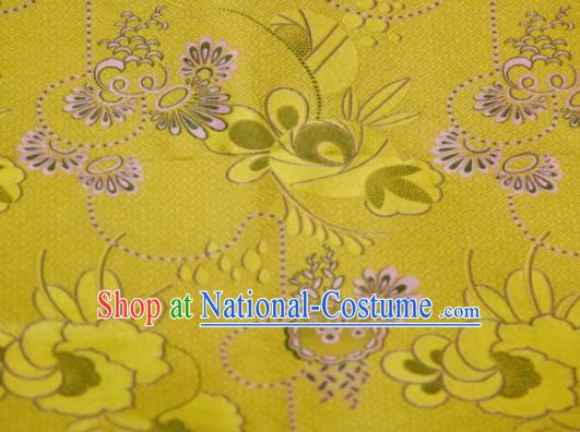 Chinese Traditional Pattern Design Yellow Silk Fabric Asian China Hanfu Gambiered Guangdong Mulberry Silk Material