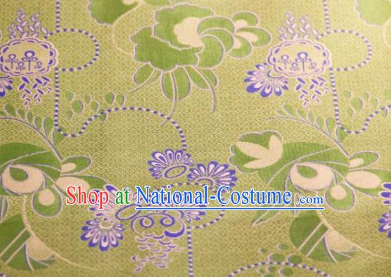 Chinese Traditional Pattern Design Light Green Silk Fabric Asian China Hanfu Gambiered Guangdong Mulberry Silk Material