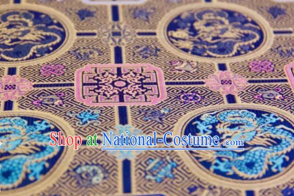 Chinese Traditional Dragon Pattern Design Royalblue Silk Fabric Asian China Hanfu Gambiered Guangdong Mulberry Silk Material