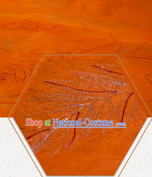 Chinese Traditional Fernbrake Pattern Design Orange Silk Fabric Asian China Hanfu Mulberry Silk Material