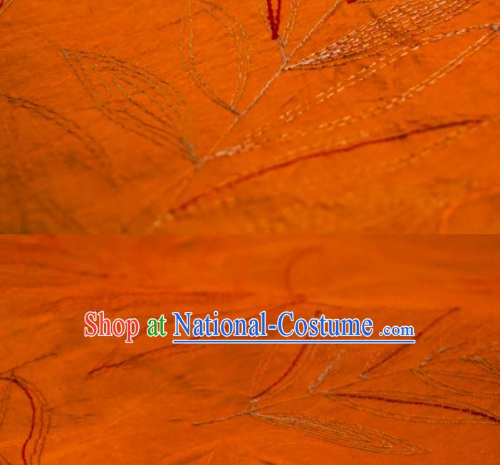 Chinese Traditional Fernbrake Pattern Design Orange Silk Fabric Asian China Hanfu Mulberry Silk Material