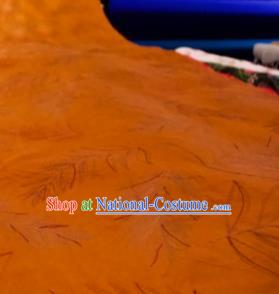 Chinese Traditional Fernbrake Pattern Design Orange Silk Fabric Asian China Hanfu Mulberry Silk Material