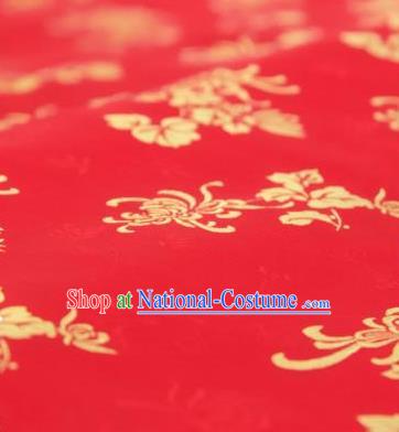 Chinese Traditional Chrysanthemum Pattern Design Red Silk Fabric Asian China Hanfu Jacquard Mulberry Silk Material