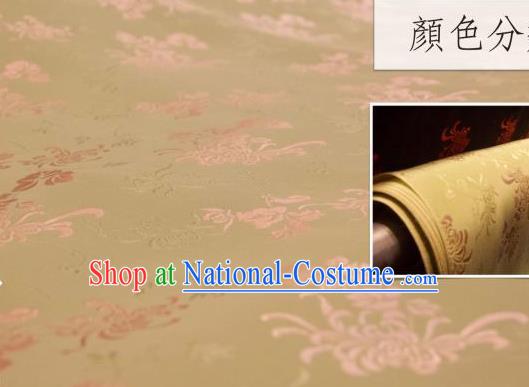 Chinese Traditional Chrysanthemum Pattern Design Golden Silk Fabric Asian China Hanfu Jacquard Mulberry Silk Material